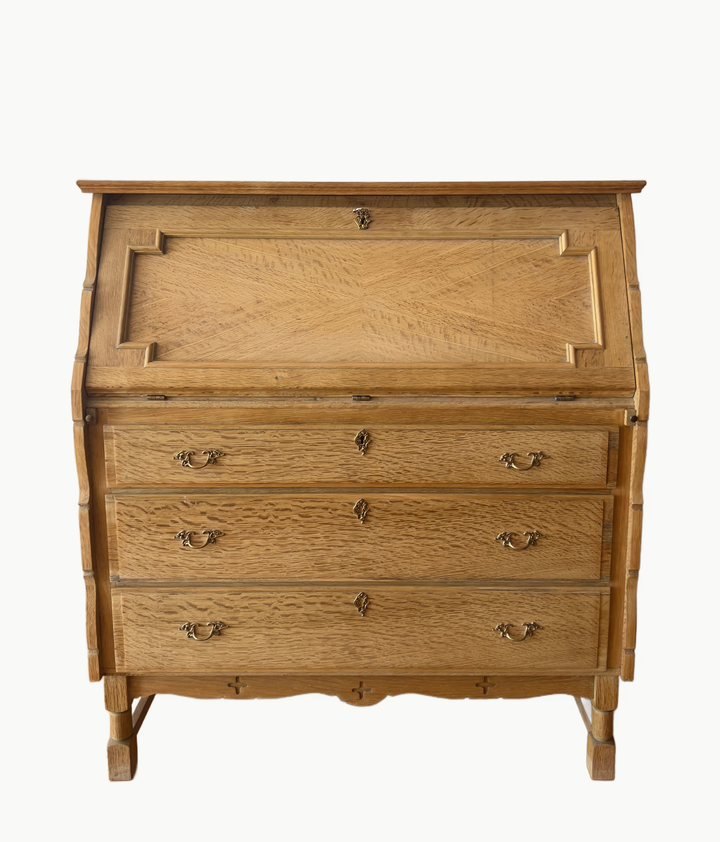 Vintage Drop-Front Secretary in Oak from Denmark