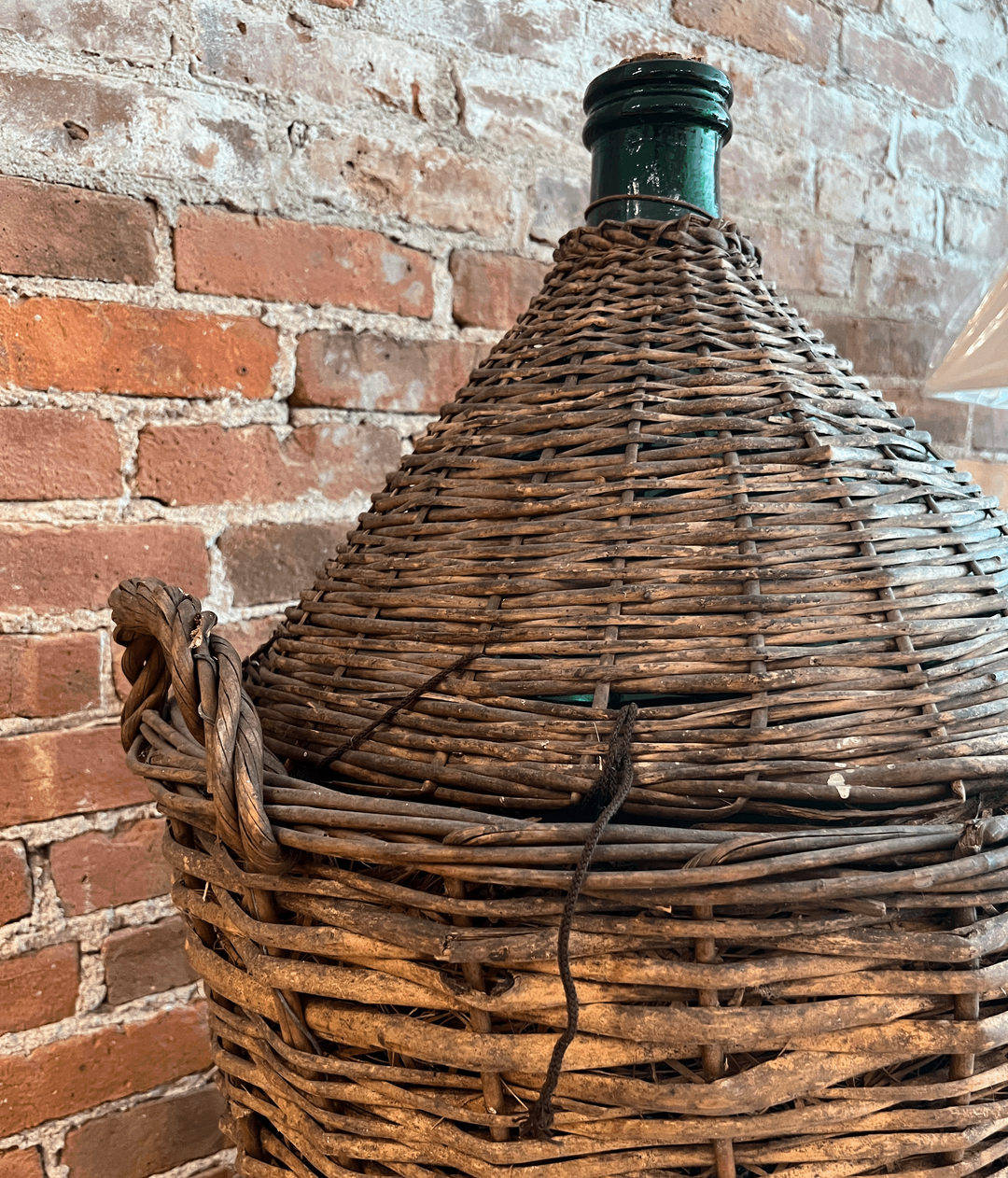 Antique French Demijohn in Wicker Basket