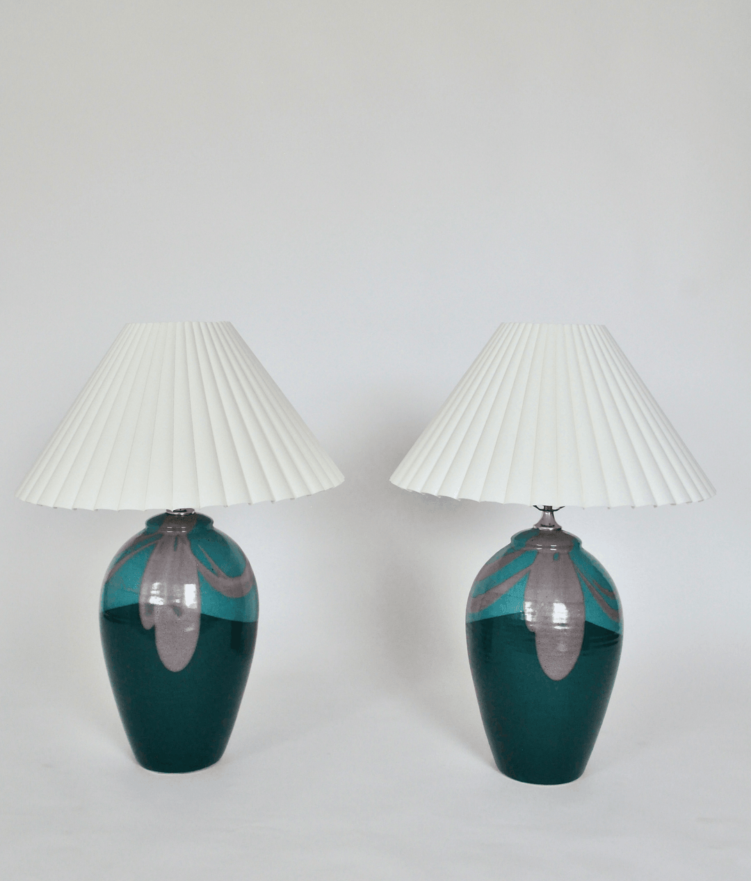 Pair of Vintage Handmade Pottery Lamps - andfoundfurnishings