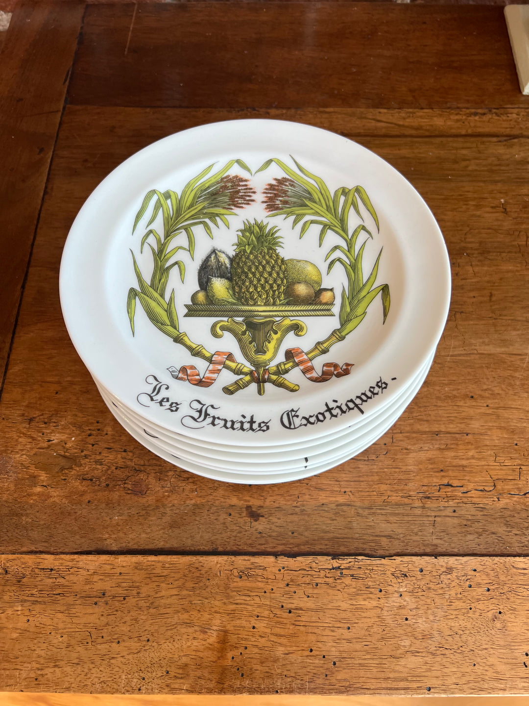 Set of 8 Vintage Limoges Dessert Plates – “Les Fruits Exotiques” by Giraud for Porcelaine d’Auteuil