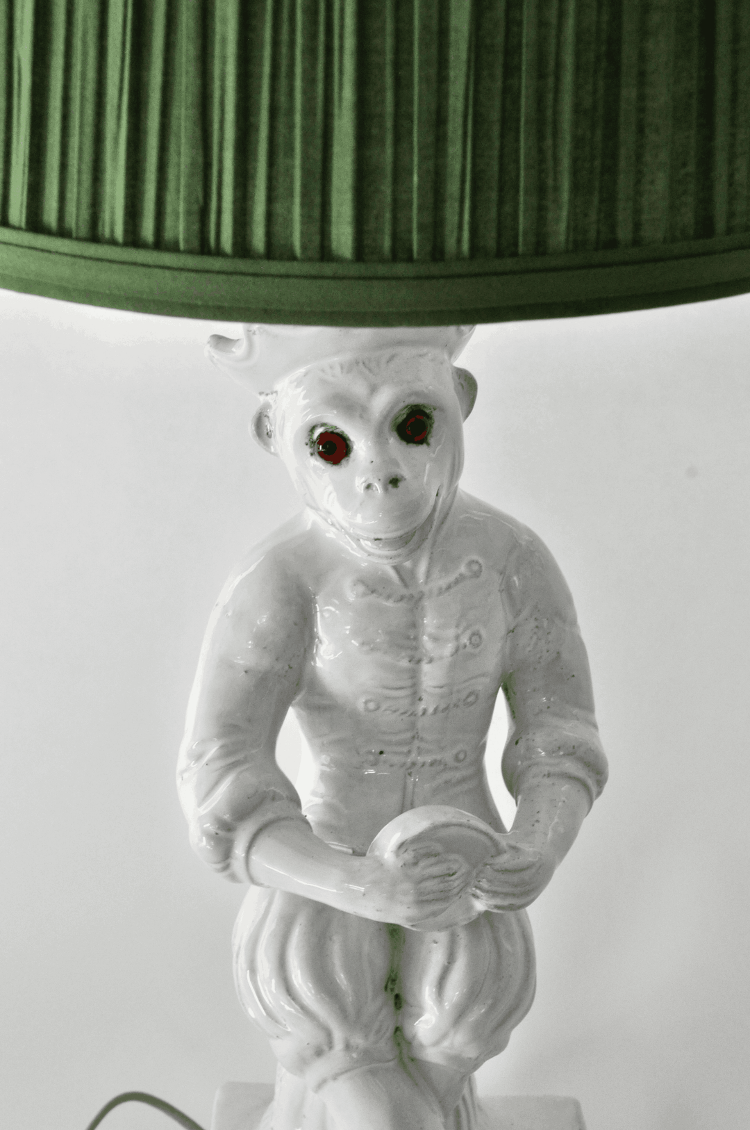 Italian Glazed Terracotta Singerie Monkey Lamp