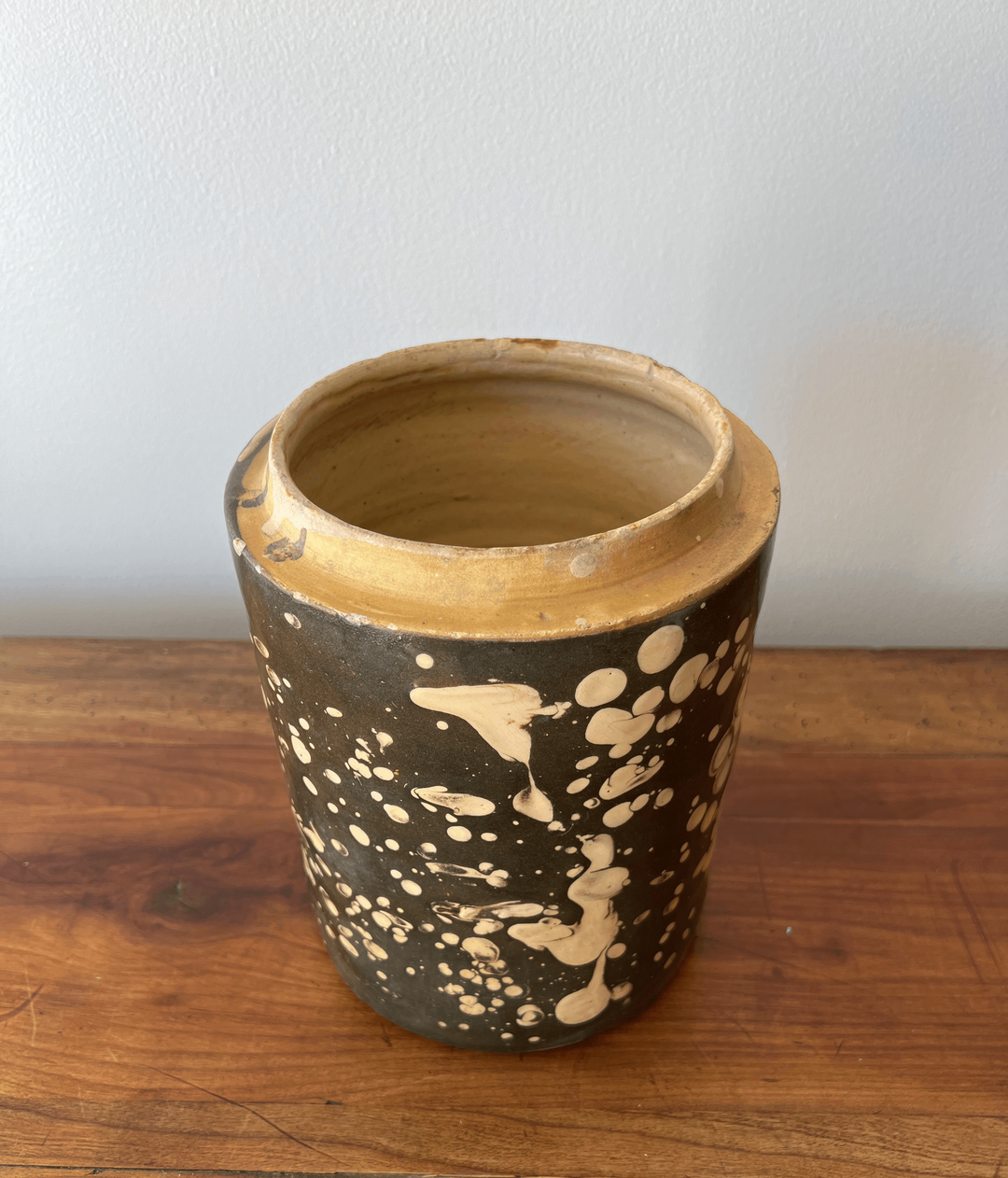 Large Antique Marbled Canister from Italy - andfoundfurnishings