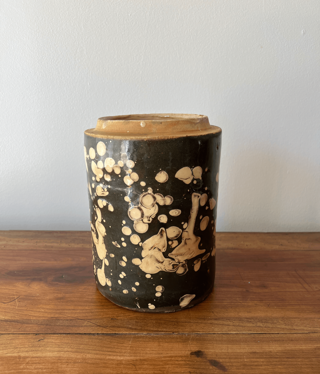 Large Antique Marbled Canister from Italy - andfoundfurnishings