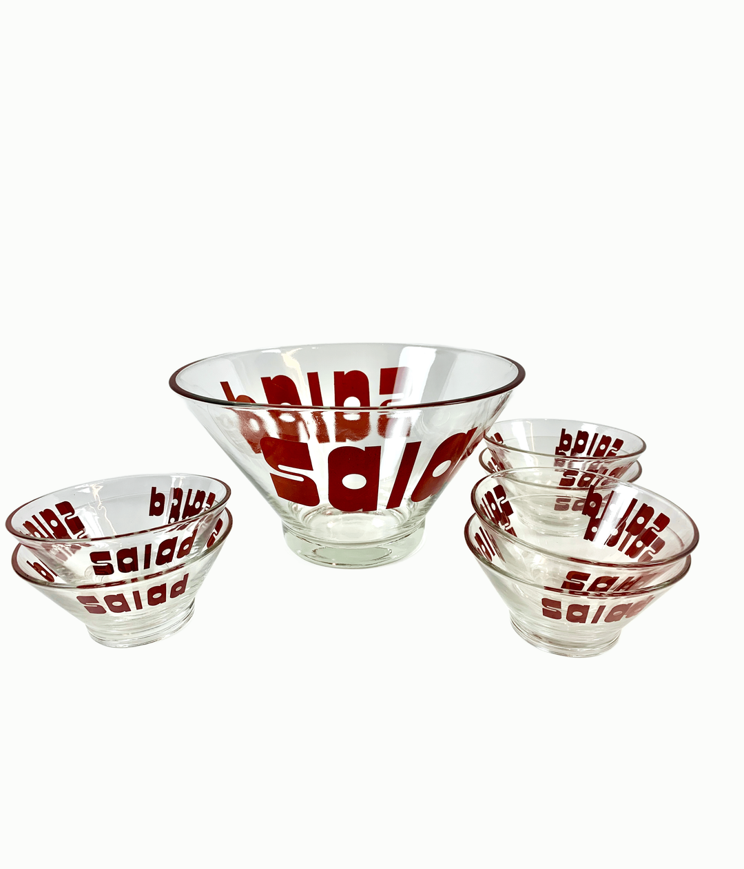 Mid-Century Modern Glass Salad Serving Bowl Set - andfoundfurnishings