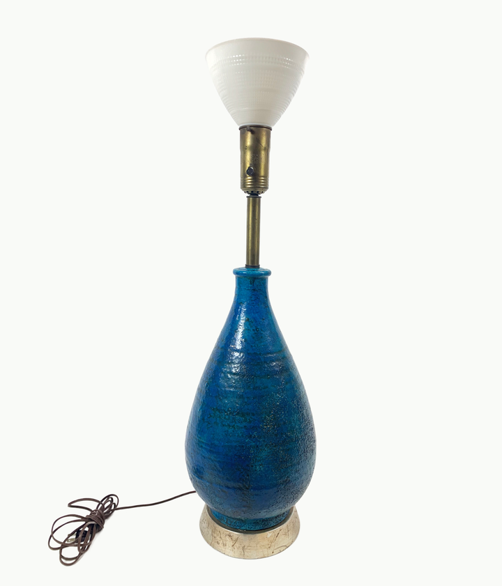 Monumental Mid-Century Glazed Pottery Table Lamp After Bitossi