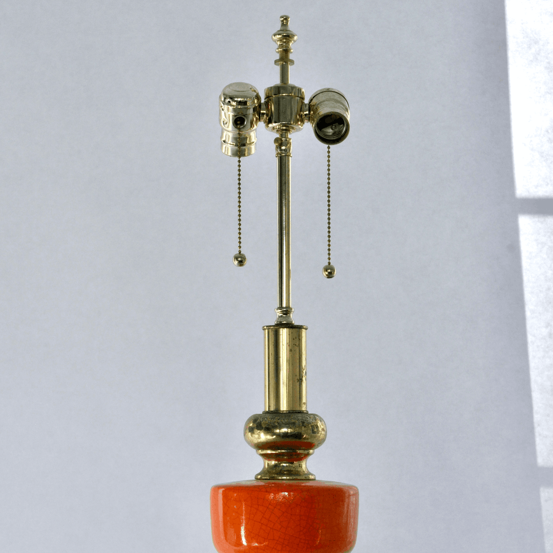 Monumental Mid-Century Orange Ceramic Lamp