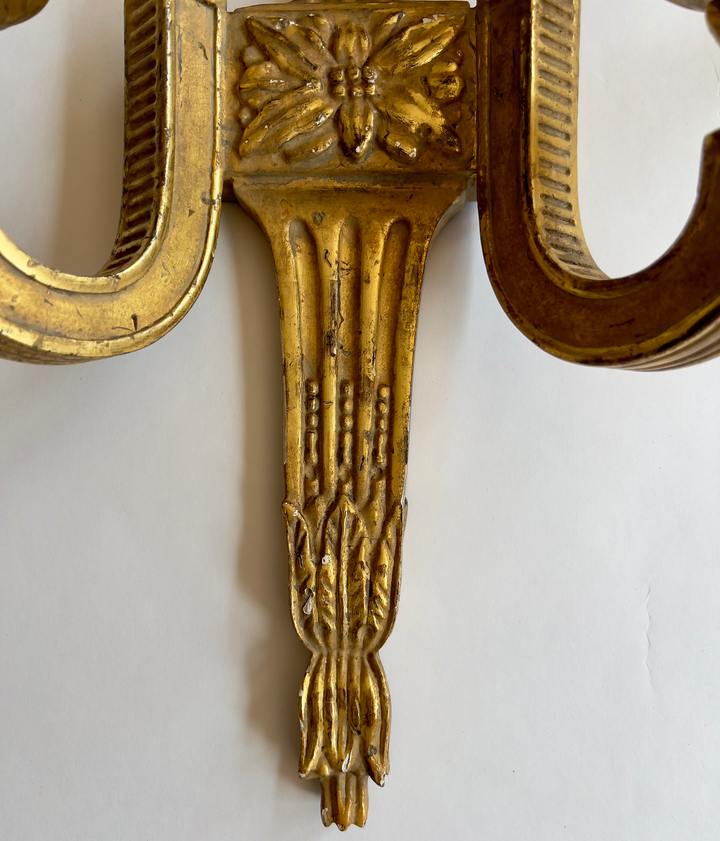 Pair of Early 20th Century Gilded Double-Arm Sconces