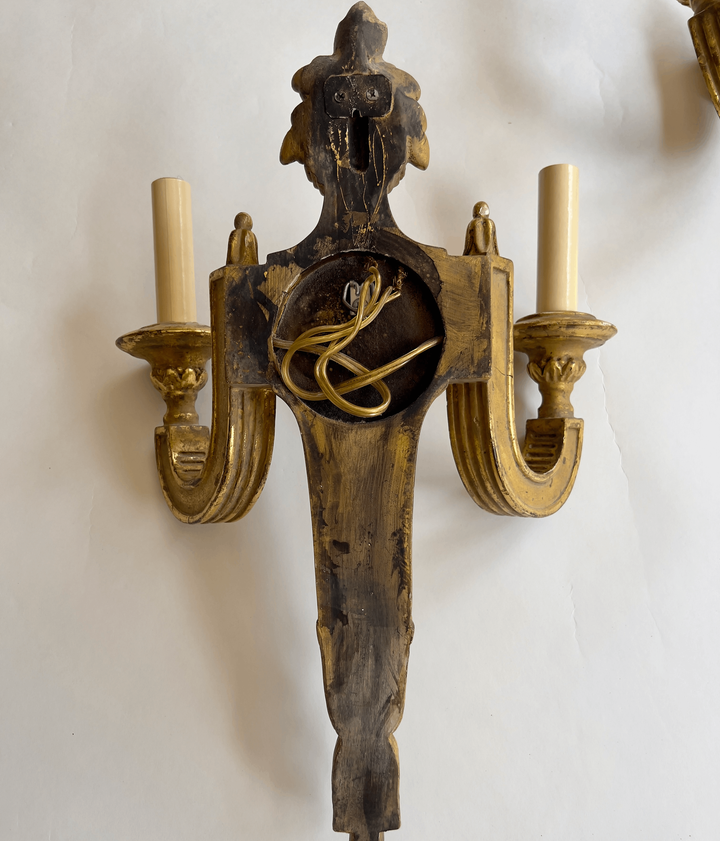 Pair of Early 20th Century Gilded Double-Arm Sconces