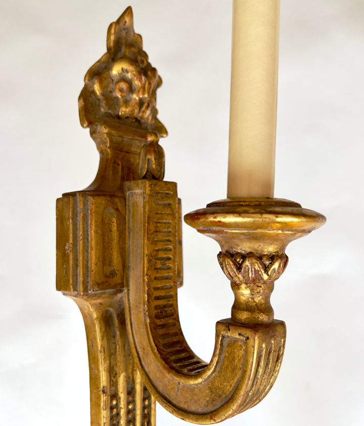 Pair of Early 20th Century Gilded Single-Arm Sconces