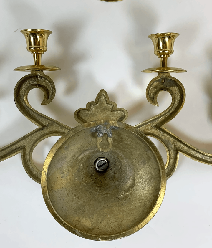 Pair of Mid-Century Four-Arm Brass Candle Sconces