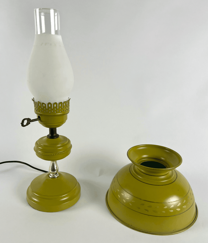 Vintage Hurricane Tole Lamp - andfoundfurnishings