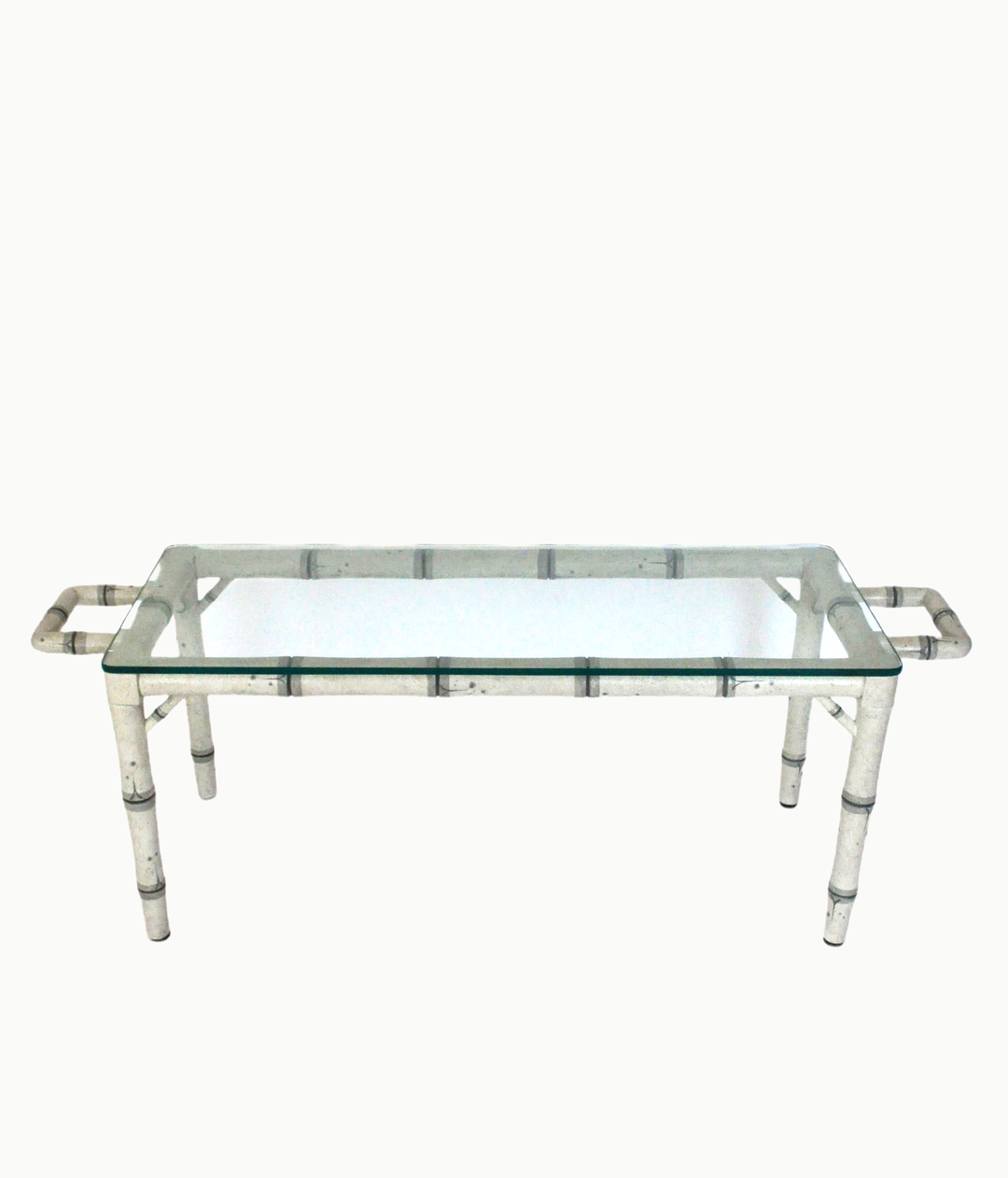 Vintage Hand-painted Coffee Table with Bamboo Motif - andfoundfurnishings