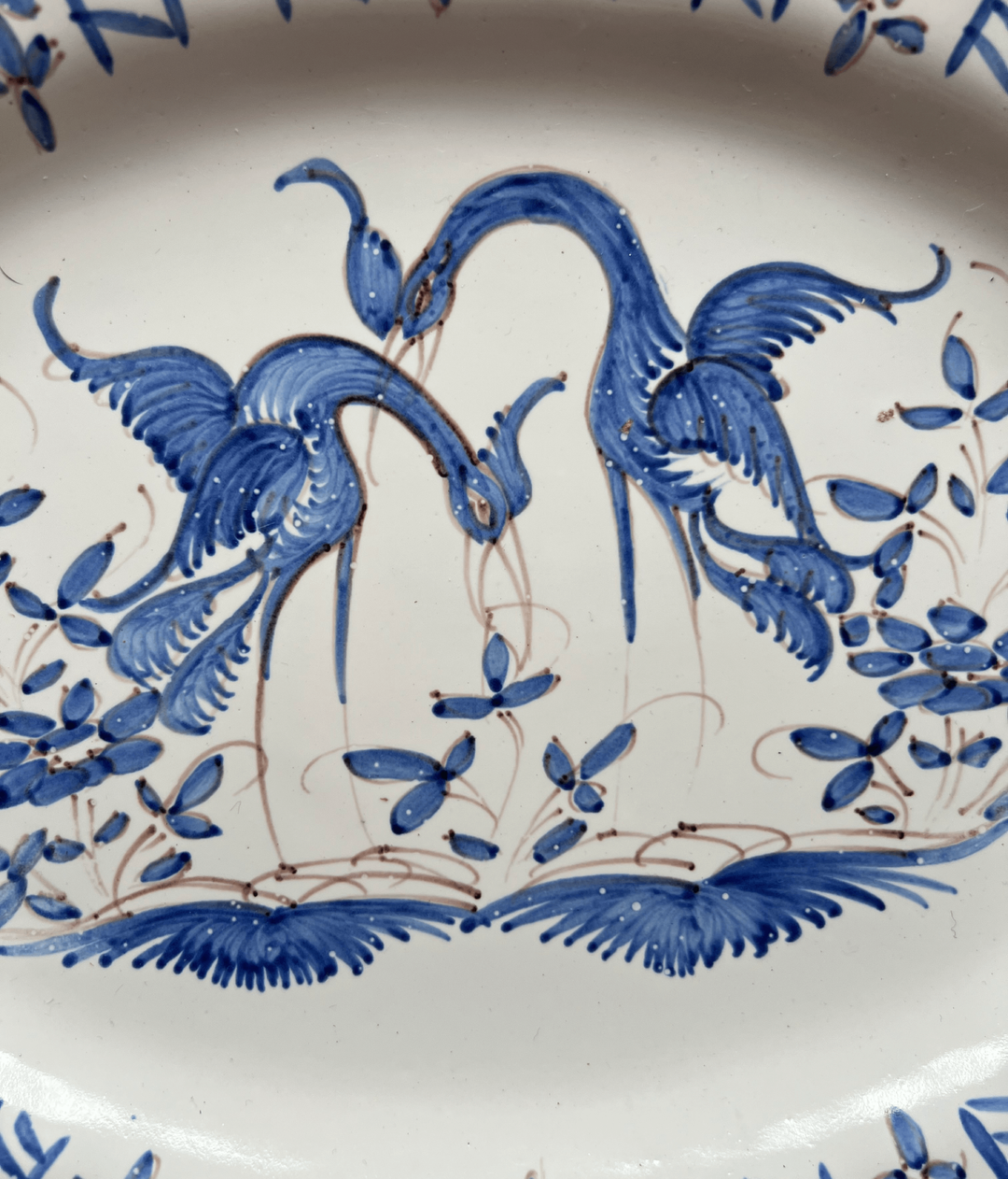 Vintage French Faience Platter – Hand-Painted “Décor Moustiers”
