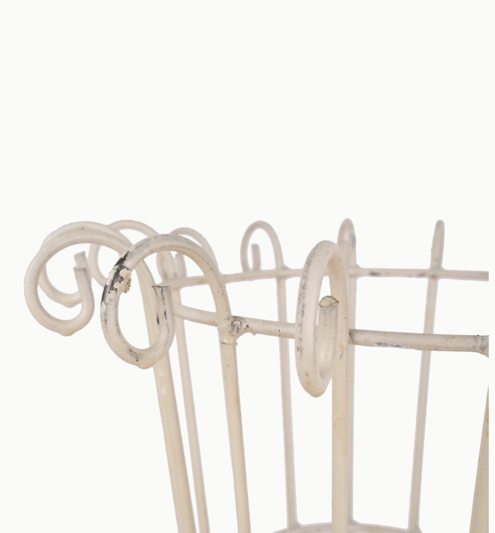 Handmade Mexican Iron Plant Stand with Aged White Finish