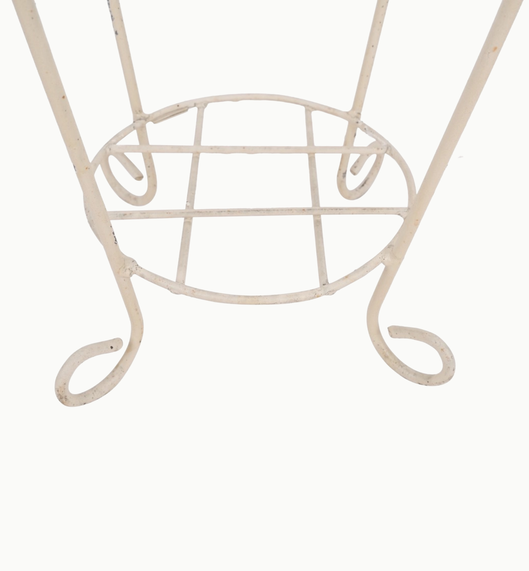 Handmade Mexican Iron Plant Stand with Aged White Finish