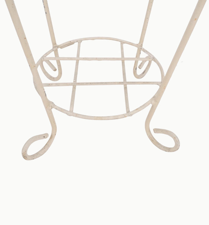 Handmade Mexican Iron Plant Stand with Aged White Finish