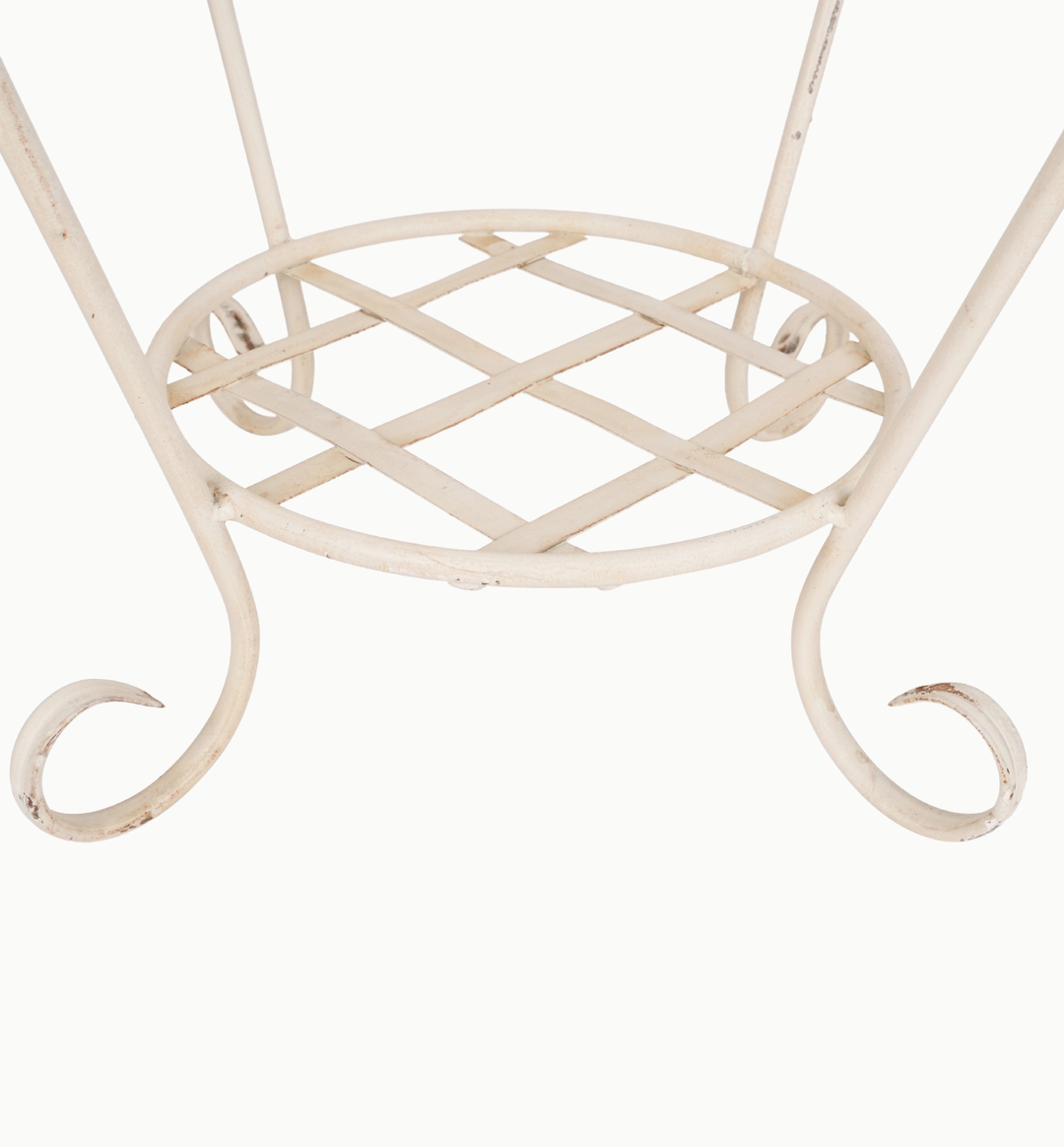 Handmade Mexican Iron Plant Stand with Aged White Finish - Slatted