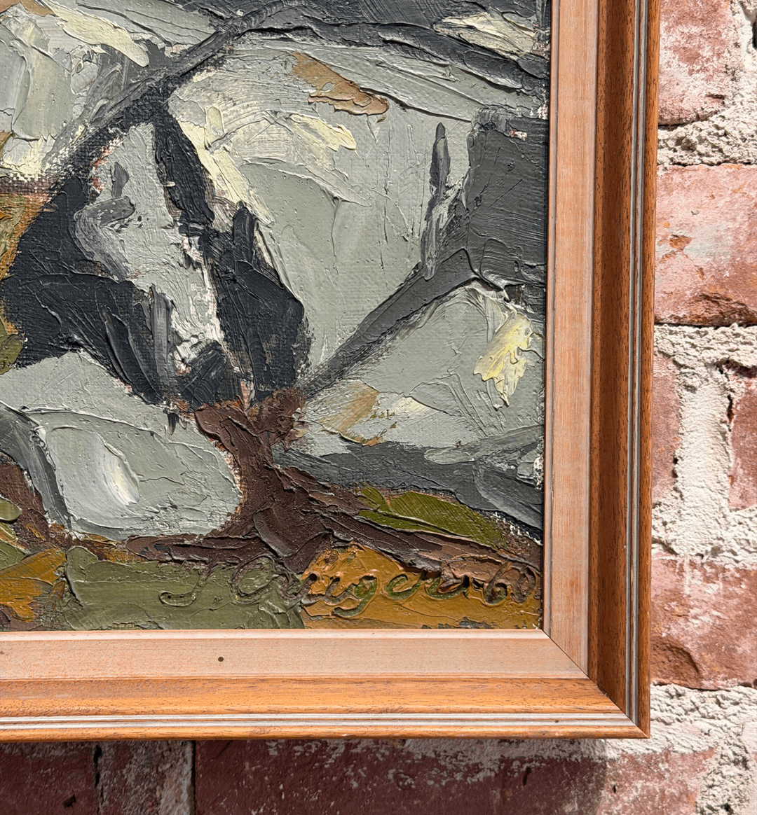 Vintage Danish Landscape Painting, Circa 1960