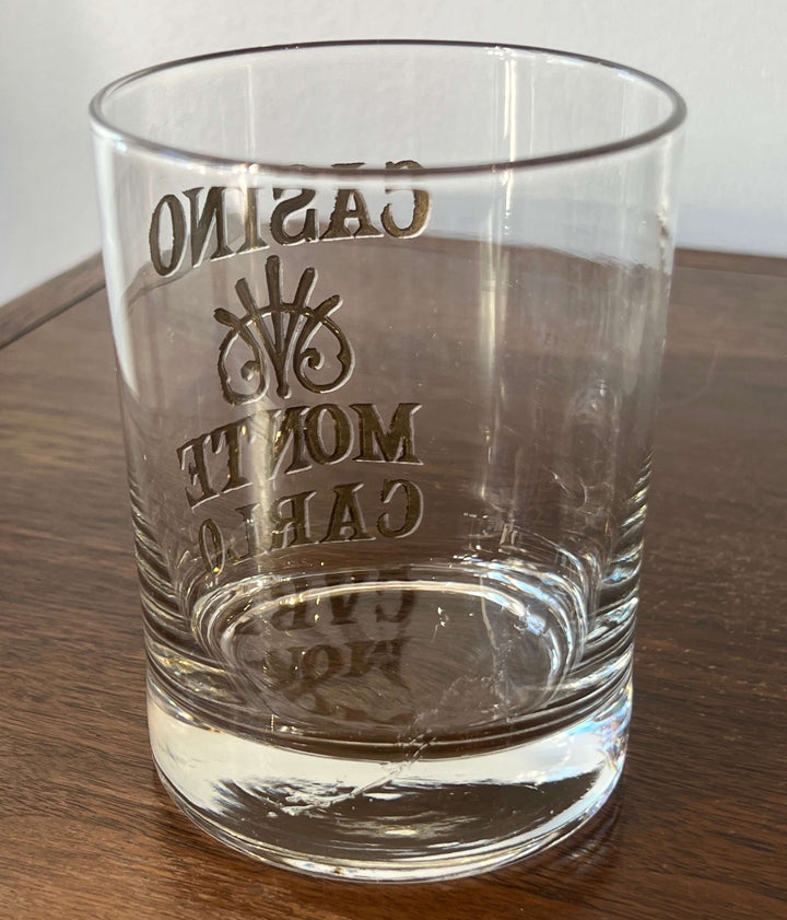 Vintage set of Six Cera "World Famous Bar Glasses" with 22K Details featuring Casino Monte Carlo glass.