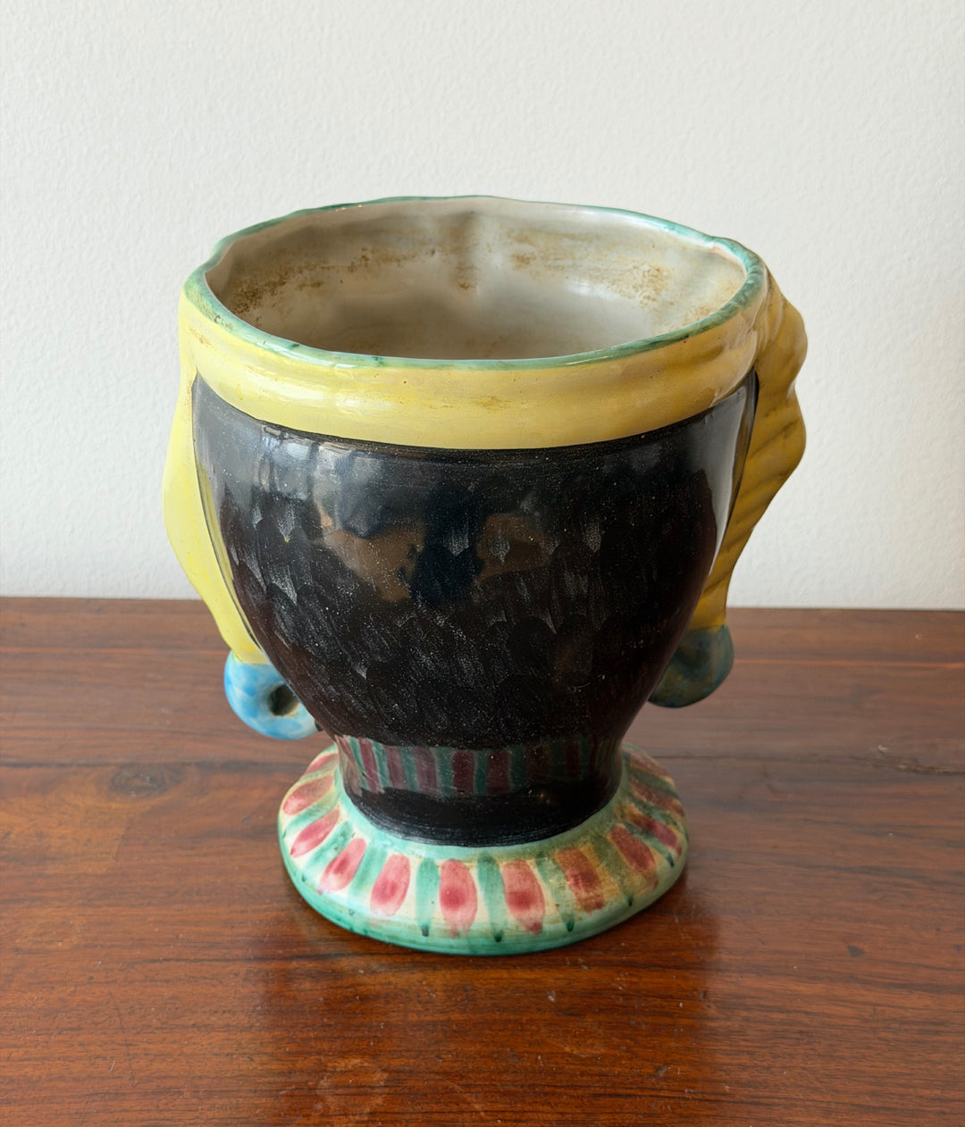 Vintage Hand-Painted Ceramic Figural Head Planter