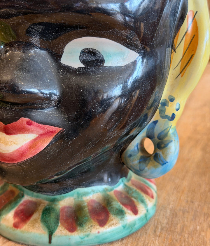 Vintage Hand-Painted Ceramic Figural Head Planter