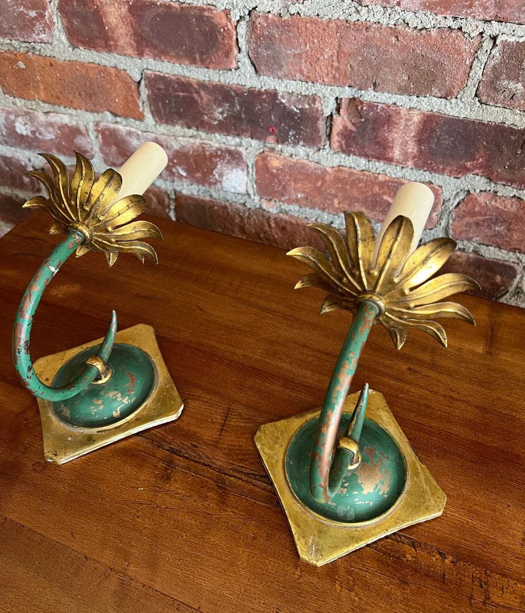 Pair of Vintage Italian Tole Wall Sconces, Mid-20th C.