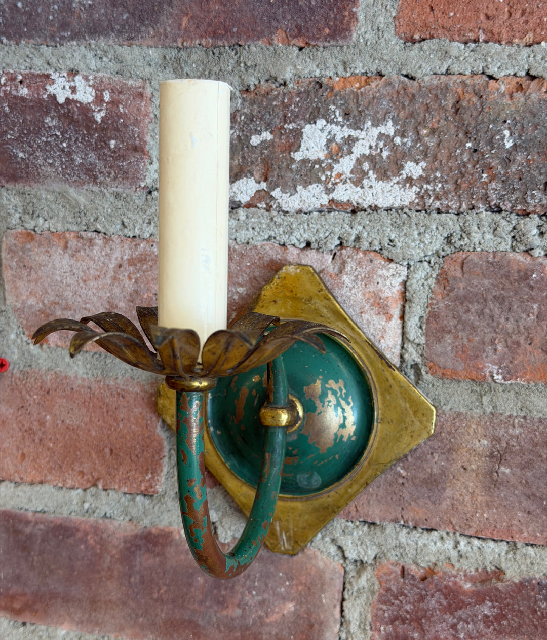 Pair of Vintage Italian Tole Wall Sconces, Mid-20th C.