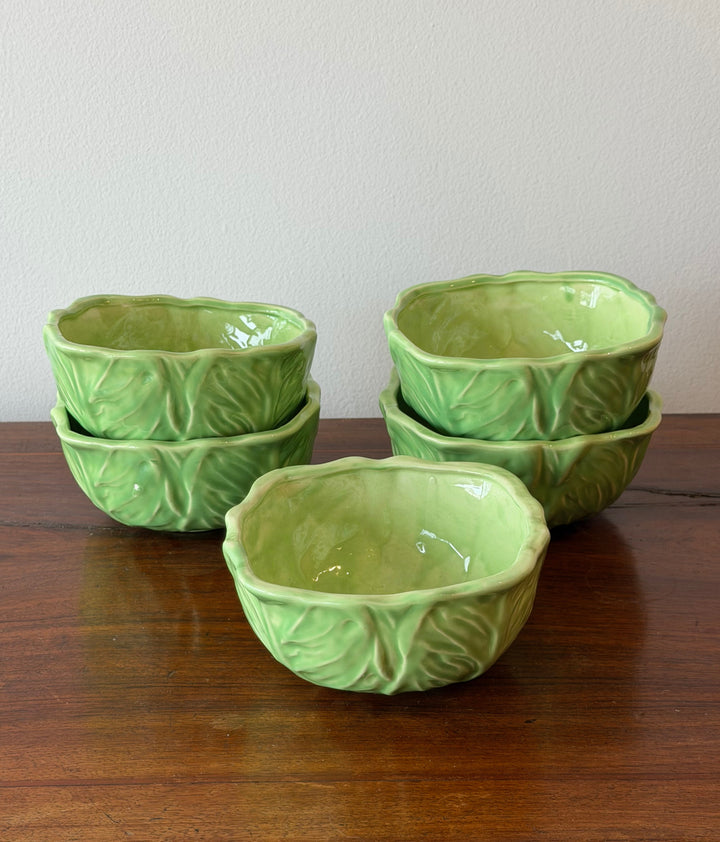 Set of Five Vintage Cabbage-Form Bowls