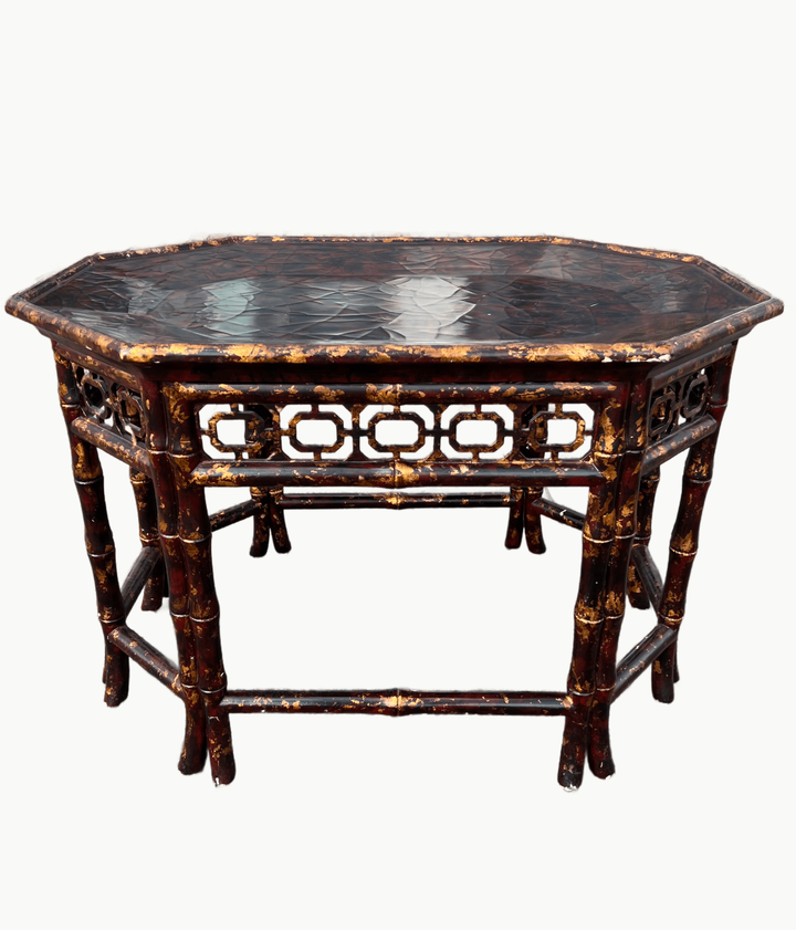 Vintage Tortoiseshell Motif Cocktail Table by Maitland Smith - andfoundfurnishings