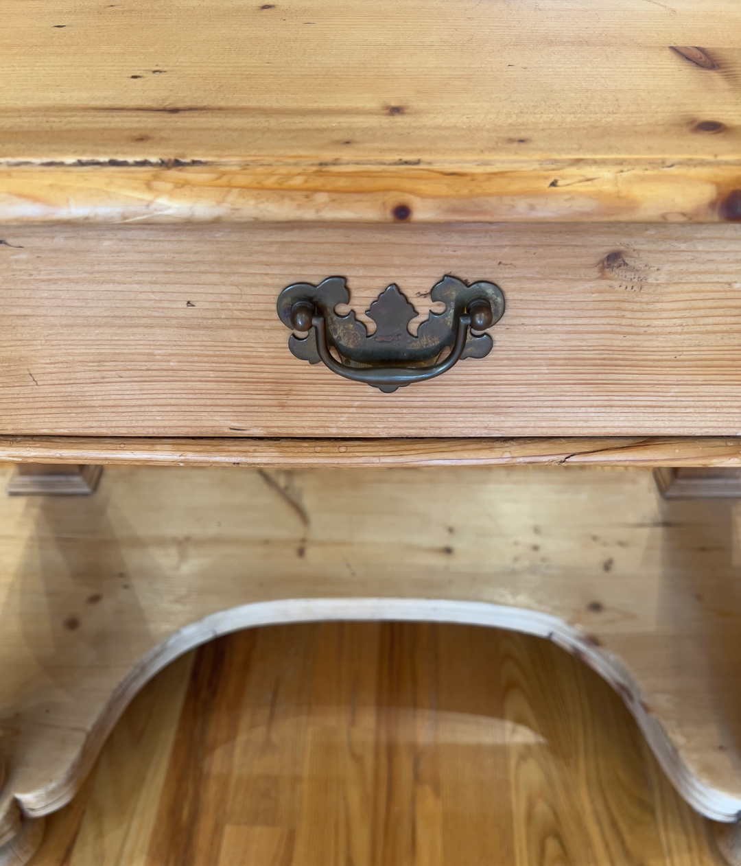 Antique Pine Demi-Lune Console Table from England