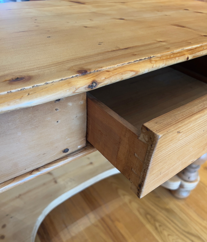 Antique Pine Demi-Lune Console Table from England