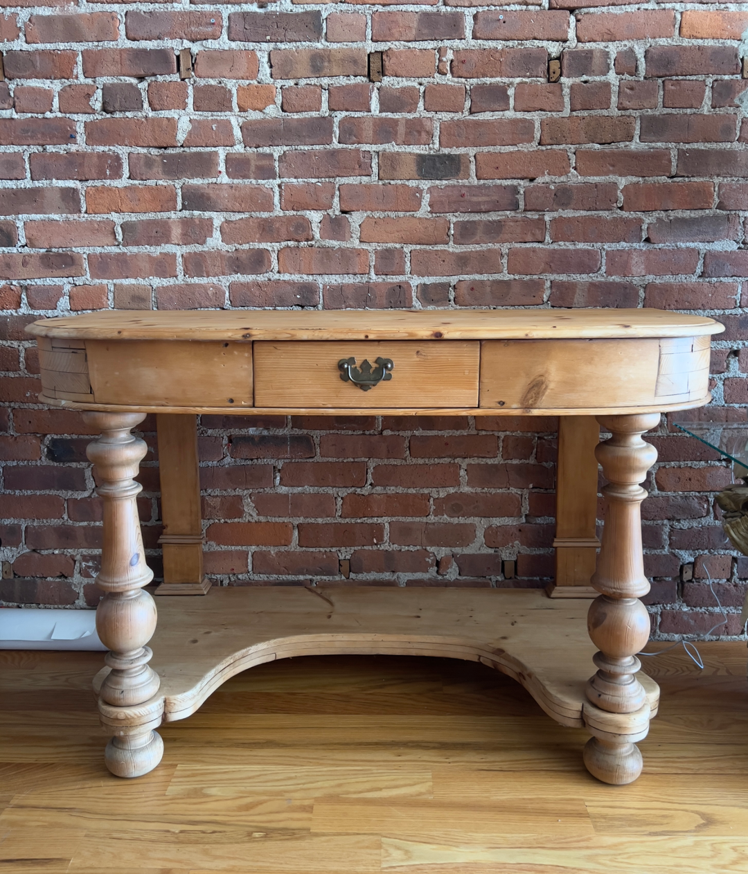 Antique Pine Demi-Lune Console Table from England