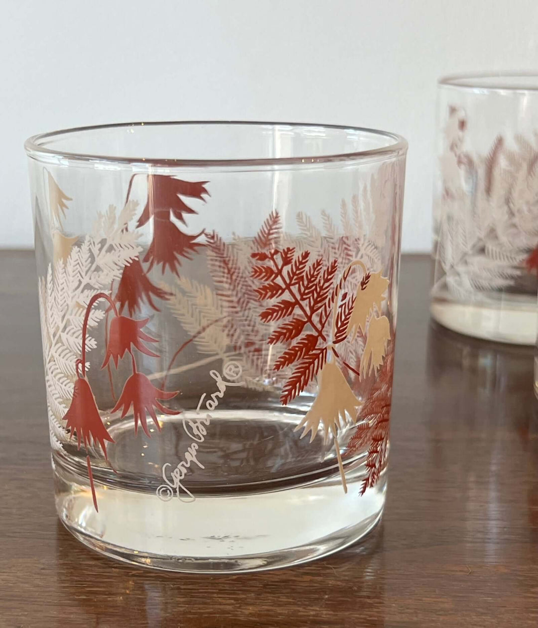 Set of 12 Georges Briard Fern-Motif Painted Glasses