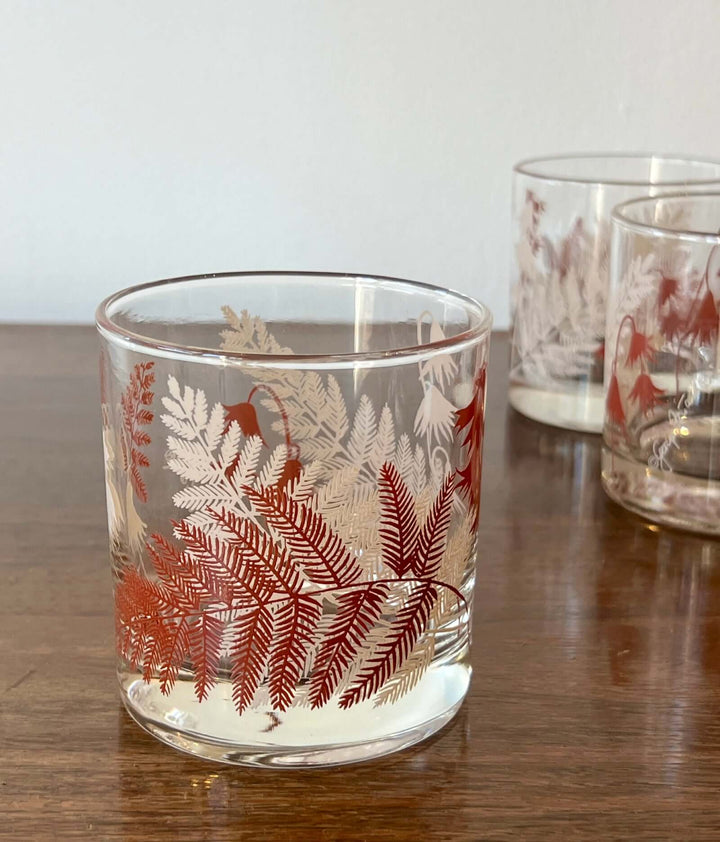 Set of 12 Georges Briard Fern-Motif Painted Glasses