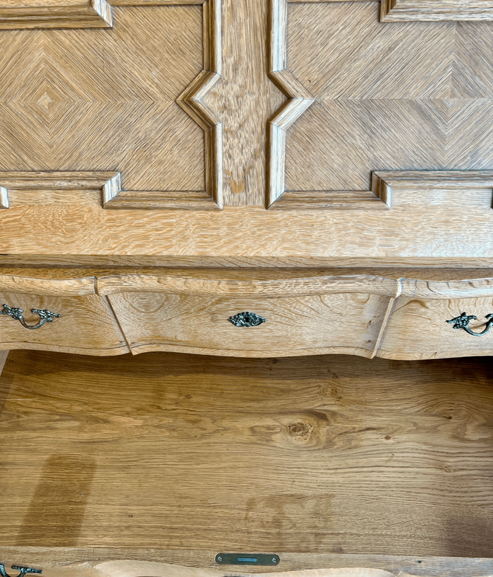 Oak Drop-Front Secretary with Inlaid Parquetry in the Manner of Kjaernulf