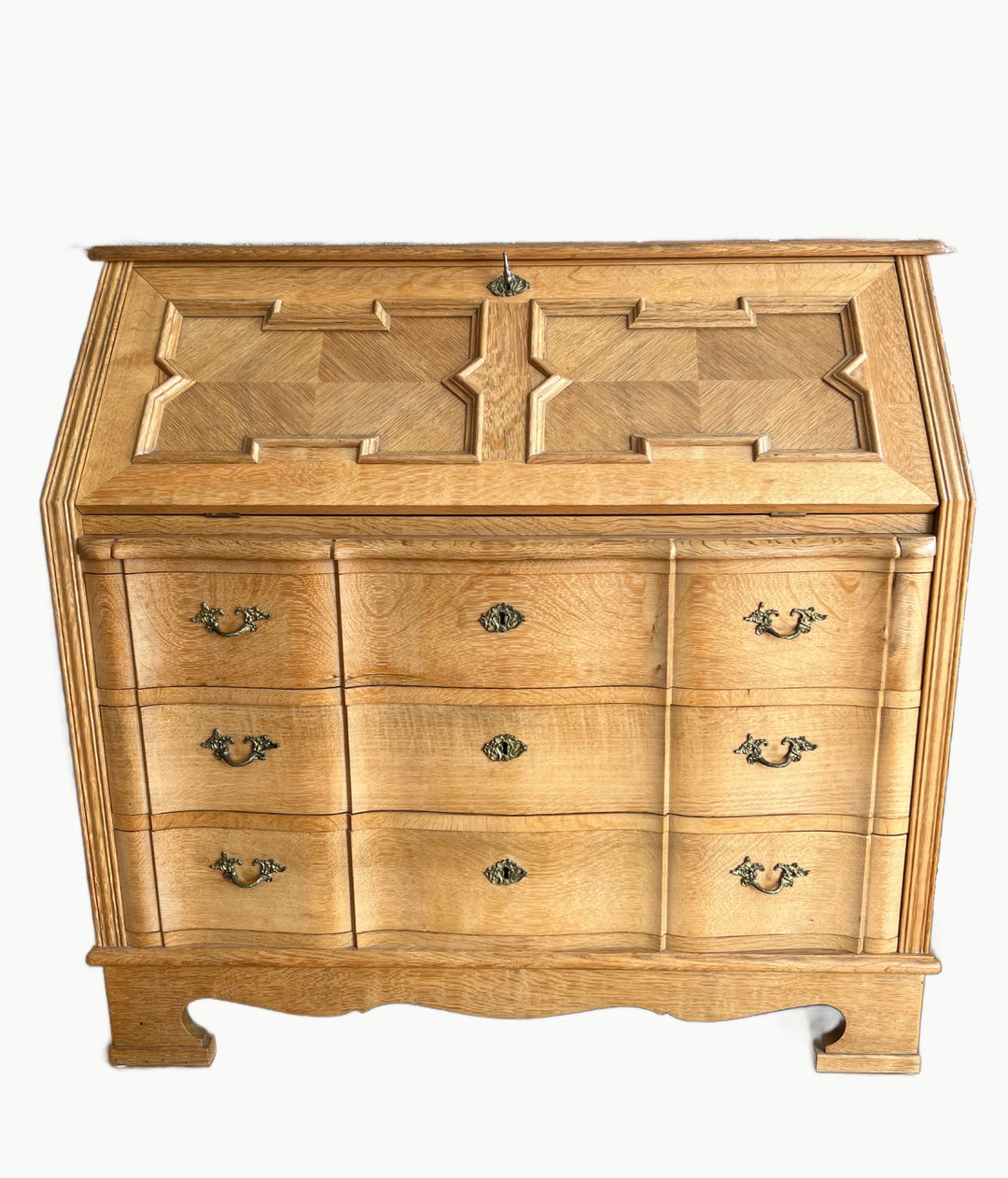 found Vintage Danish Oak drop front secretary 1970s G