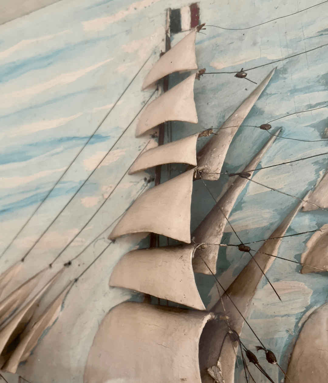 Antique Maritime Diorama of a Four-Masted Clipper Ship | c. 1880–1910