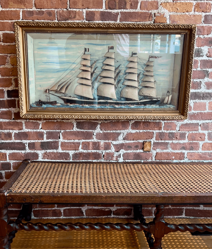 Antique Maritime Diorama of a Four-Masted Clipper Ship | c. 1880–1910