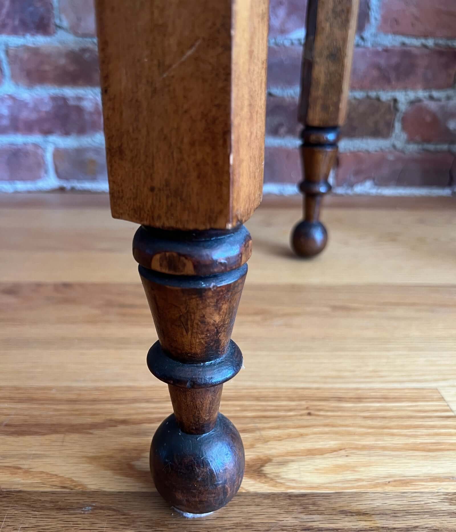 Antique Walnut Side Table with Turned Legs Circa 1850