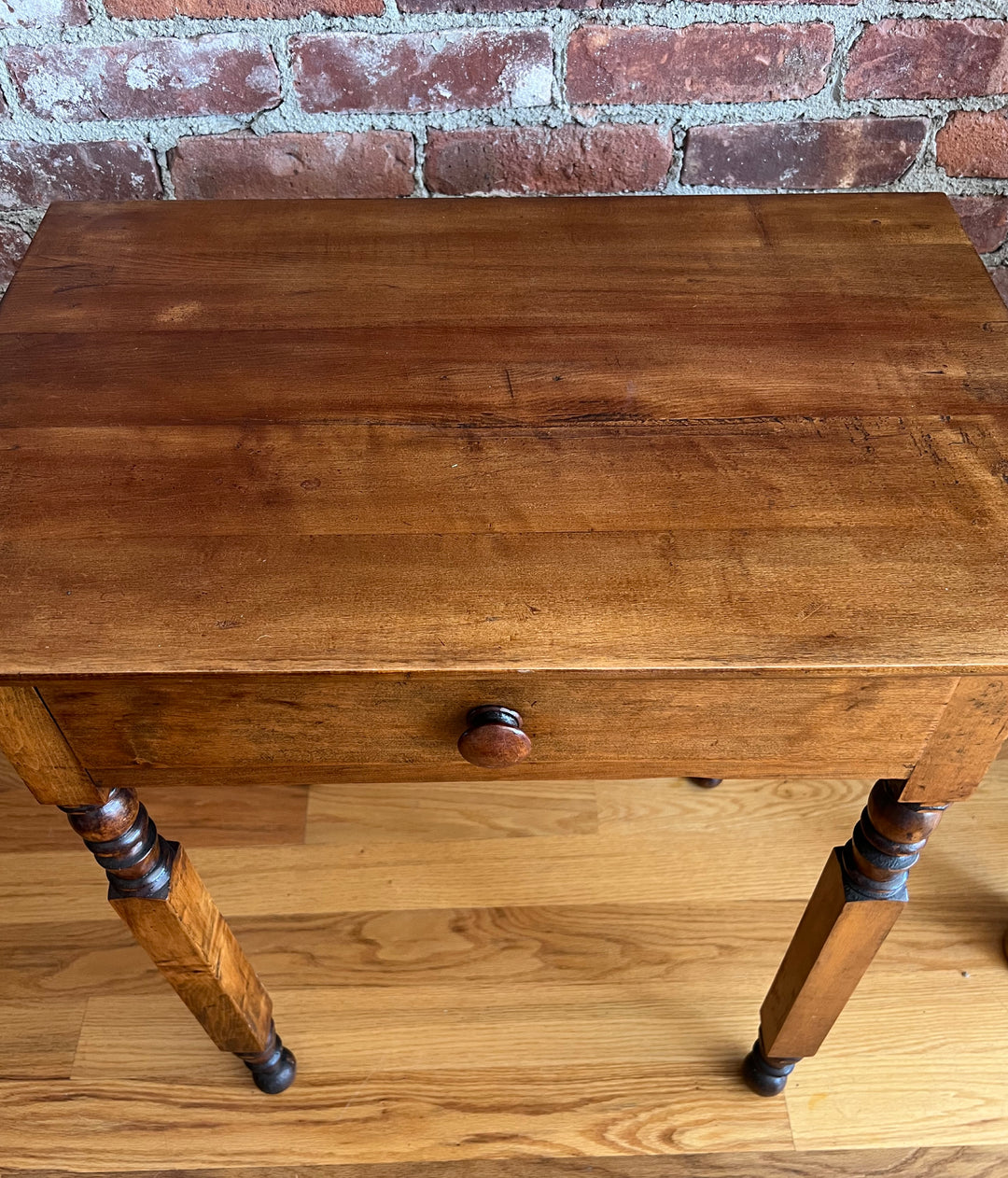 Antique Walnut Side Table with Turned Legs, Circa 1850