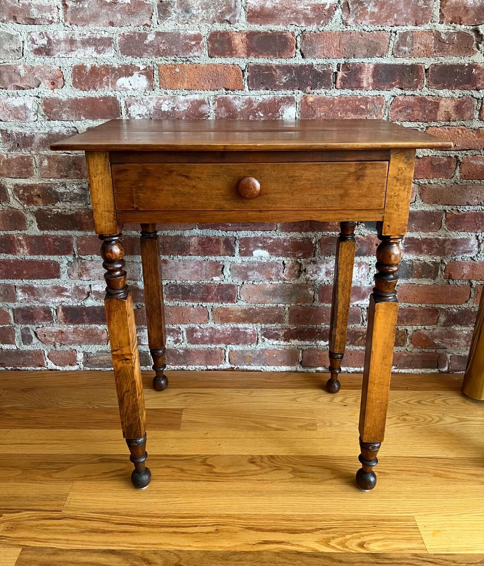 Antique Walnut Side Table with Turned Legs Circa 1850