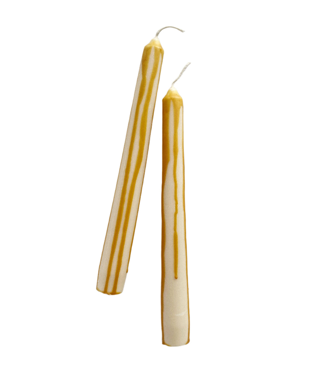 found caramel drip handmade taper candles
