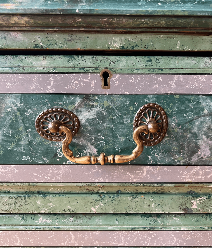 Vintage Chest with Two-Tone Green Faux Marble Finish