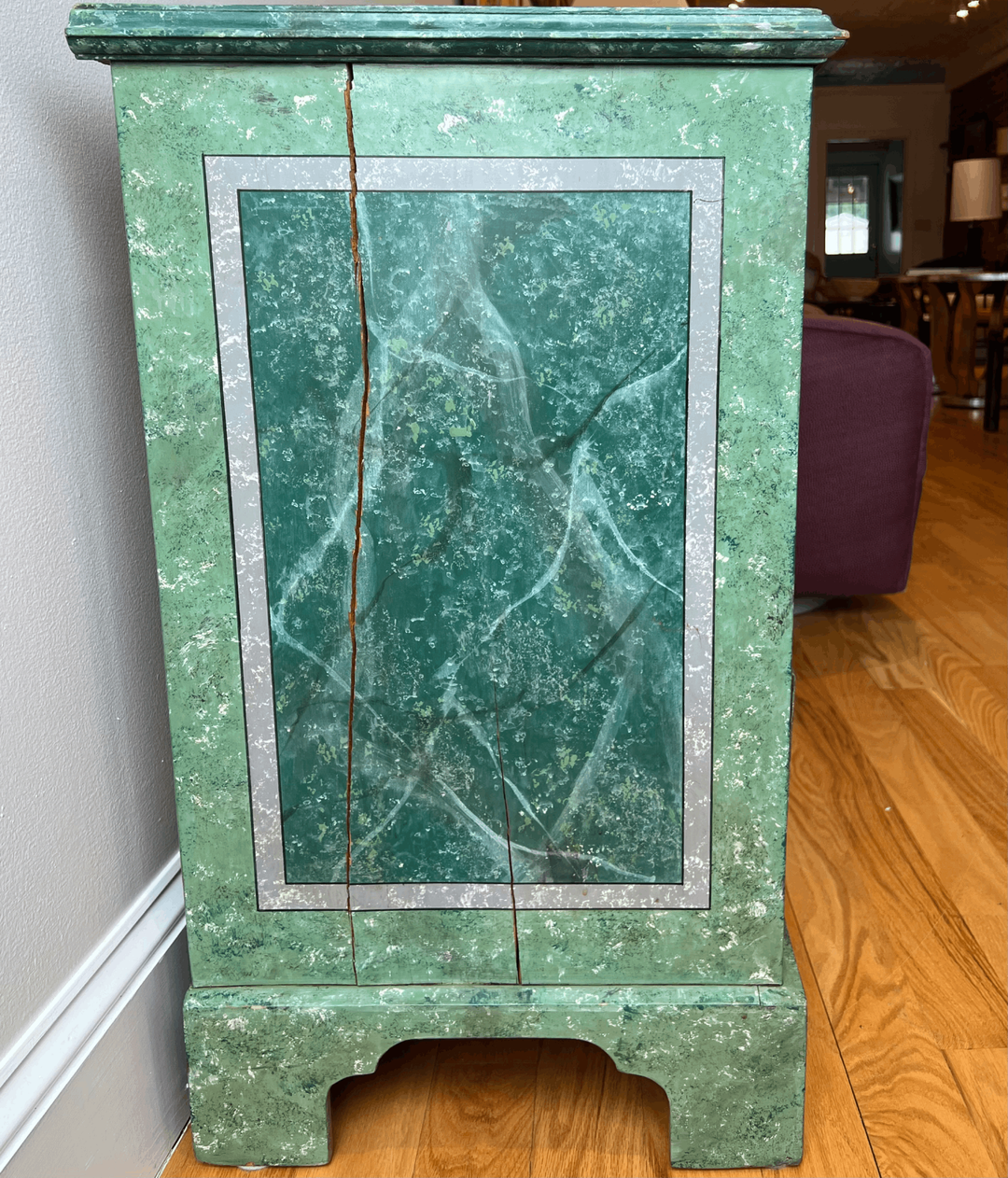Vintage Chest with Two-Tone Green Faux Marble Finish