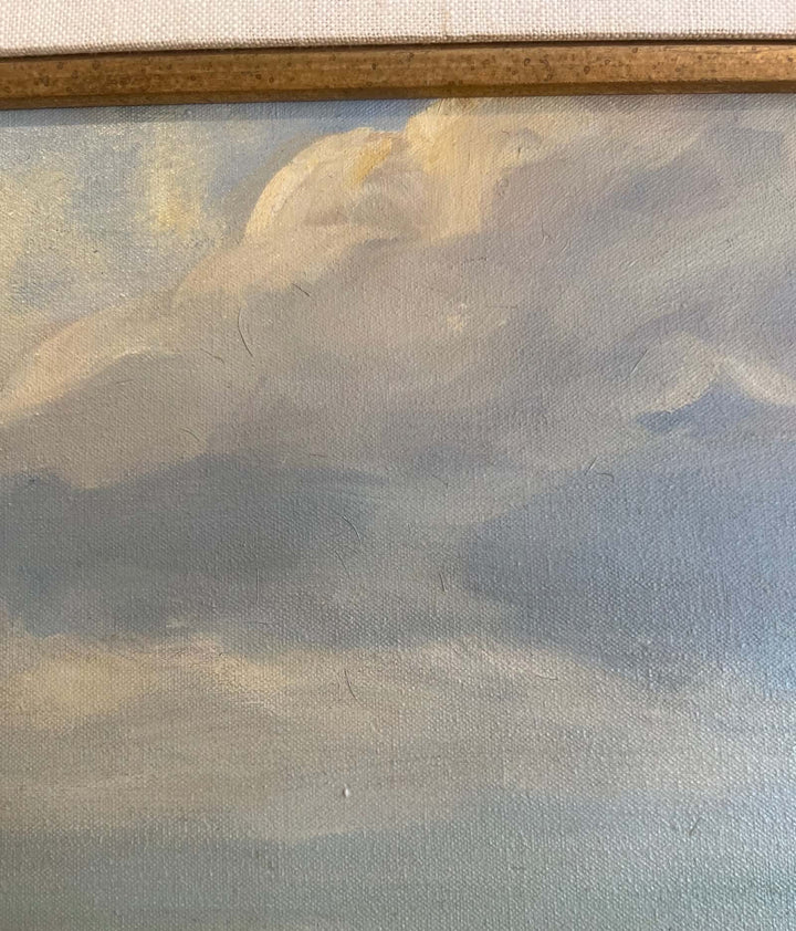 Mid-Century Coastal Seascape Painting by Bertha Larson, Professionally Framed