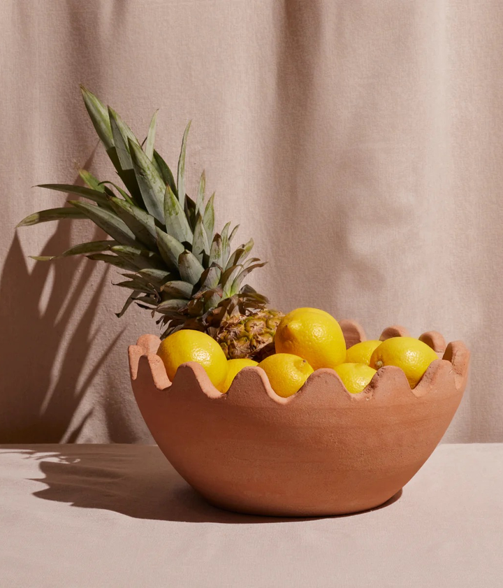 Handcrafted Scalloped Terracotta Bowl