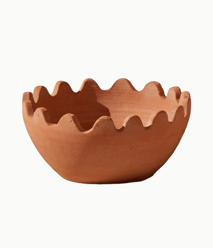 Handcrafted Scalloped Terracotta Bowl