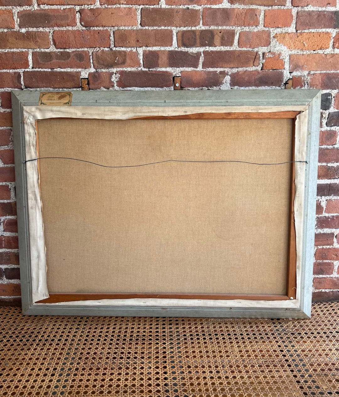 Mid-Century Coastal Oil Painting by Bertha Larson in Rustic Frame