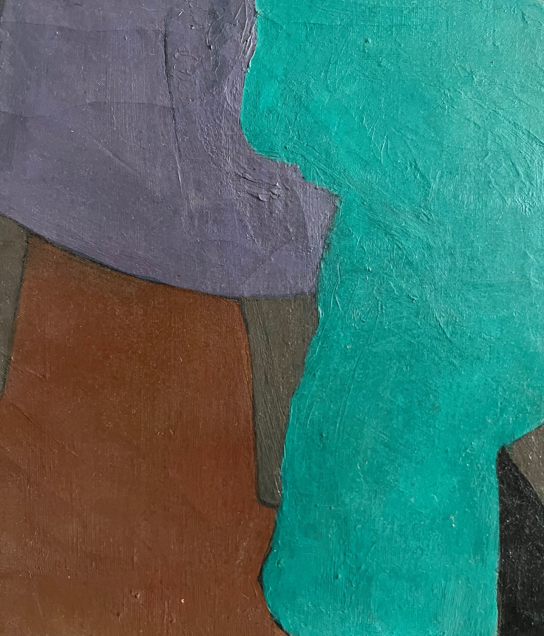 Vintage Abstract Oil on Canvas of a Seated Woman, Signed