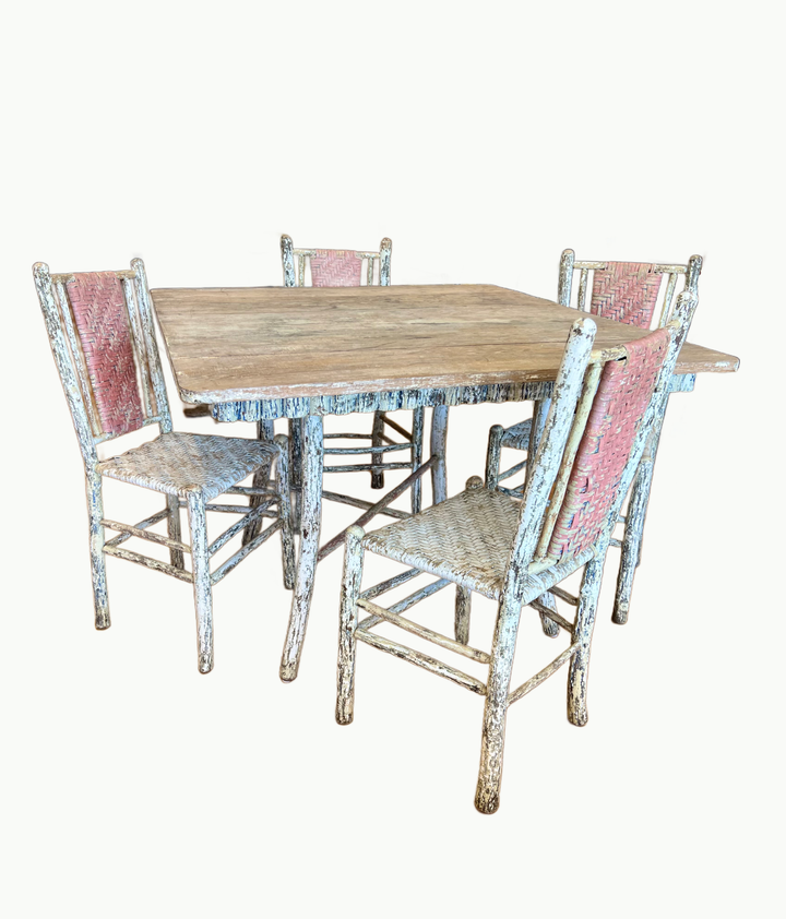 Early 1900s Rustic Hickory Dining Set by Old Hickory Furniture Co.